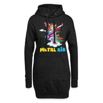Guitare Licorne Arc-en-ciel Métal Kid Musique Rock Sign - Sweat-shirt à capuche long Femme - noir - Devant