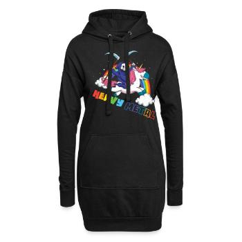 Métal Lourd Licorne Squelette Rocker Rock Heavy - Sweat-shirt à capuche long Femme - noir - Devant