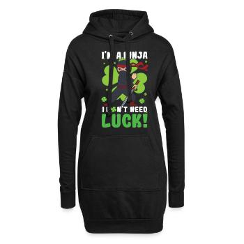 Kid Ninja Luck Japon Trèfle Saint Patrick Day - Sweat-shirt à capuche long Femme - noir - Devant