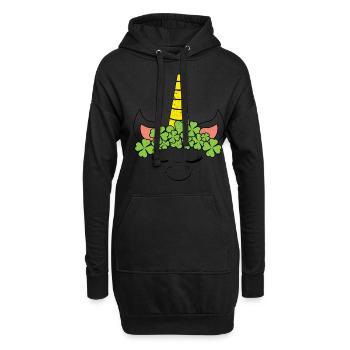 Unicorn Kids Kawaii Clover Saint Patrick Day - Hoodie-Kleid - Schwarz - Vorne