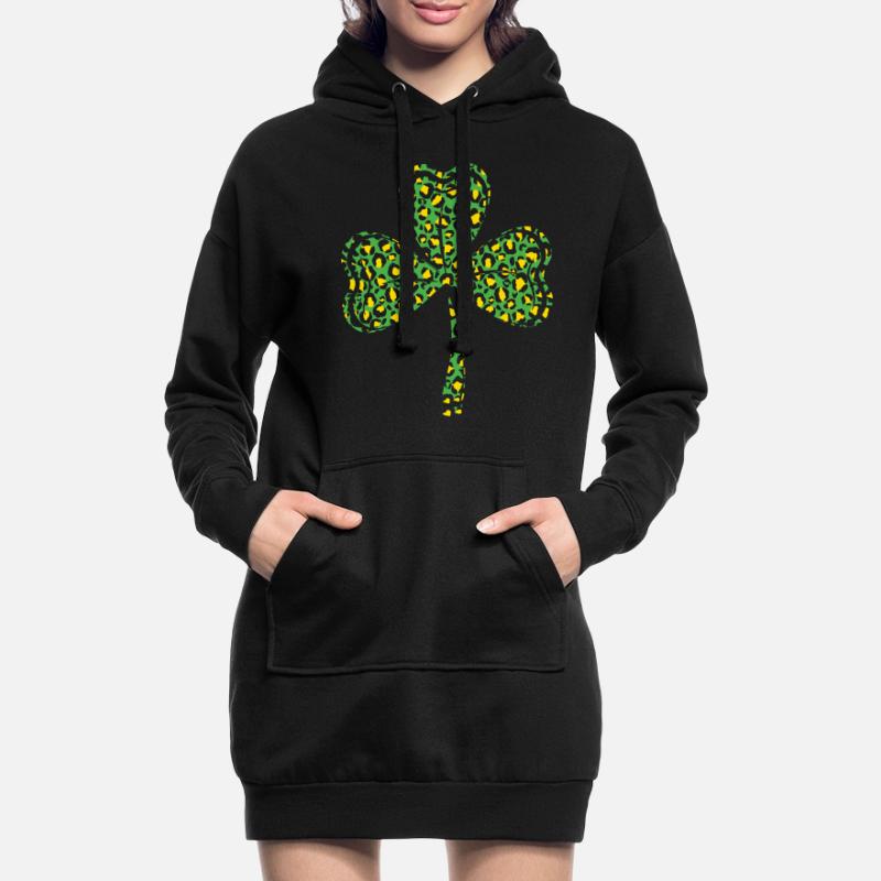Pattern Leopard Shamrock Luck Saint Patrick Day Hoodie-Kleid