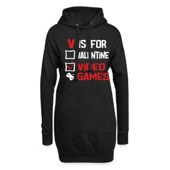 V is for valentine video games - Hoodie-Kleid - Schwarz - Vorne