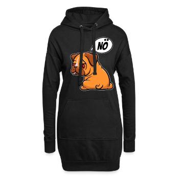 Nö, ich muss garnix - Mops - Spruch - Hoodie-Kleid - Schwarz - Vorne