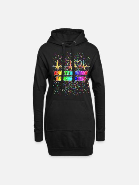 EKG Kurve - Herzkurve - Puls - Karneval - Konfetti - Hoodie-Kleid - Schwarz