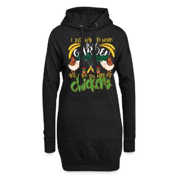 Arbeit im Garten Hühner Bauerngarten Hobbygärtner - Hoodie-Kleid - Schwarz - Vorne