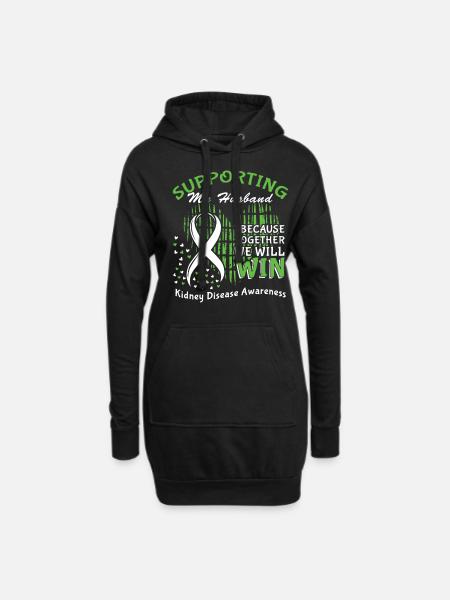 Unterstützen Sie das Bewusstsein des Ehemanns für grüne Nierenerkrankungen - Hoodie-Kleid - Schwarz