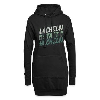 Lächeln Statt Hecheln Lustiges Fahrradfahrer - Hoodie-Kleid - Schwarz - Vorne