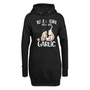 Knoblauch Knoblauchbrot Geschenk - Hoodie-Kleid - Schwarz - Vorne
