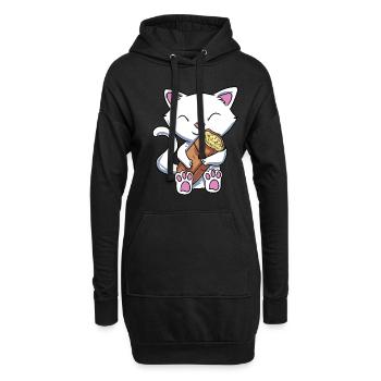 Knoblauch Knoblauchbrot Geschenk - Hoodie-Kleid - Schwarz - Vorne