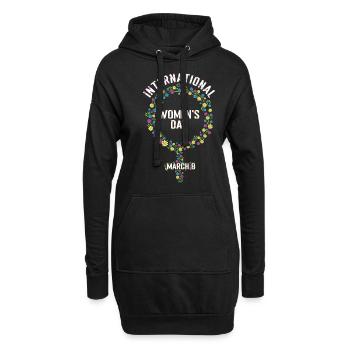 Symbole de fille 8 mars Journée internationale de la femme - Sweat-shirt à capuche long Femme - noir - Devant