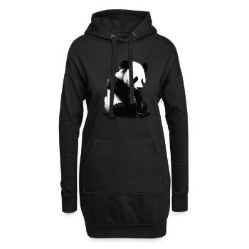 Panda-bär-schablone - Hoodie-Kleid - Schwarz - Vorne