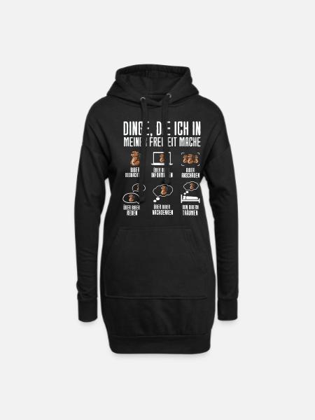 Dinge Die Ich In Meiner Freizeit Mache Biber - Hoodie-Kleid - Schwarz