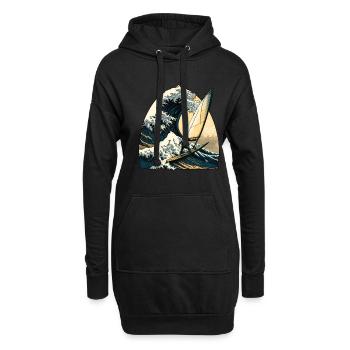 Windsurfen die große Welle von Kanagawa - Hoodie-Kleid - Schwarz - Vorne