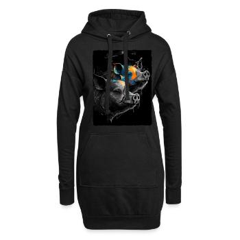 Kunstvolles Porträt Zweier Schweine - Hoodie-Kleid - Schwarz - Vorne