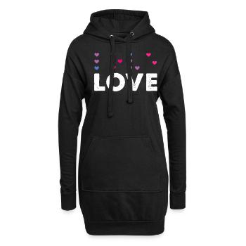 Heart Love Braille Alphabet Braille Sprache - Hoodie-Kleid - Schwarz - Vorne