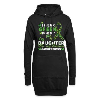 Tragen Sie grün für Tochter Nierenerkrankung Bewusstsein - Hoodie-Kleid - Schwarz - Vorne