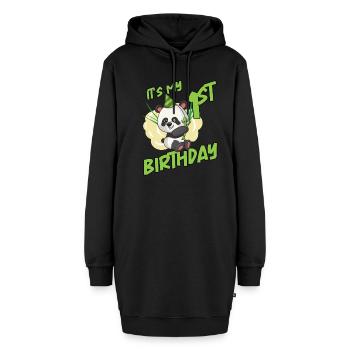 Es ist mein 1. Geburtstag Panda - Hoodie-Kleid - Schwarz - Vorne