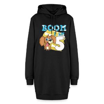 5. Geburtstag Hund - Hoodie-Kleid - Schwarz - Vorne
