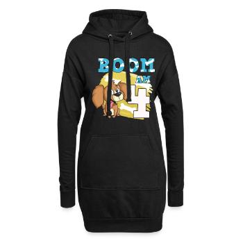 4. Geburtstag Hund - Hoodie-Kleid - Schwarz - Vorne