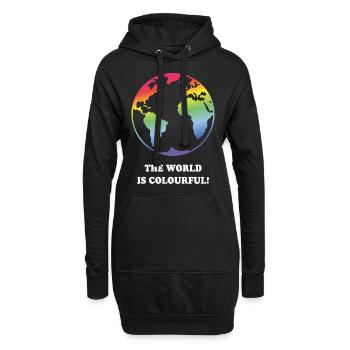 Die Welt ist bunt! (Erde / Regenbogenfarben) - Hoodie-Kleid - Schwarz - Vorne