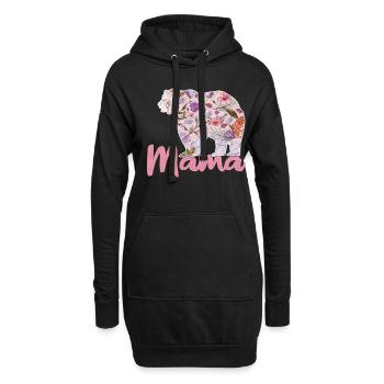 Bär Blumen Mama Beste Mama Alles Gute zum Muttertag - Hoodie-Kleid - Schwarz - Vorne