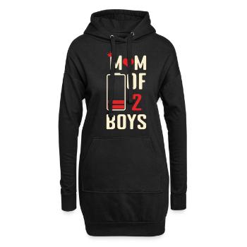Drôle de maman cite maman de deux garçons joyeuse fête des mères - Sweat-shirt à capuche long Femme - noir - Devant