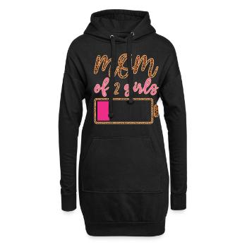 Lustige Mutter zitiert Mutter von zwei Mädchen Muttertag - Hoodie-Kleid - Schwarz - Vorne