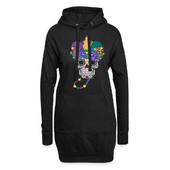 Mardi Gras Masque Fleur Sucre Dia de Los Muertos - Sweat-shirt à capuche long Femme - noir - Devant