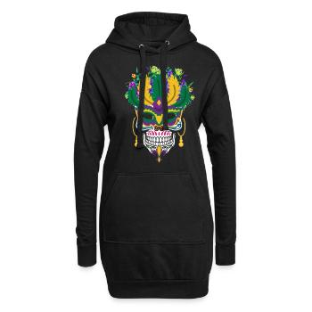 Dia De Los Muertos Mardi Gras Costume Fleur Sucre - Sweat-shirt à capuche long Femme - noir - Devant