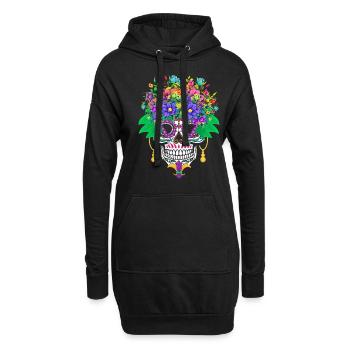 Mardi Gras Costume Fleur Sucre Dia De Los Muertos - Sweat-shirt à capuche long Femme - noir - Devant