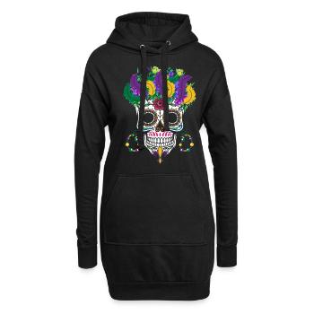 Mardi Gras Costume Fleur Sucre Dia De Los Muertos - Sweat-shirt à capuche long Femme - noir - Devant