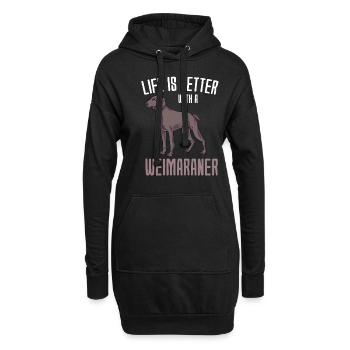 Weimaraner - Hoodie-Kleid - Schwarz - Vorne
