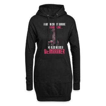 Weimaraner - Hoodie-Kleid - Schwarz - Vorne