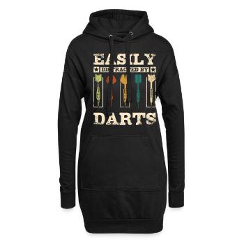 Lässt sich leicht durch Darts ablenken - Hoodie-Kleid - Schwarz - Vorne
