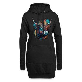 Hochlandkuh - Hoodie-Kleid - Schwarz - Vorne