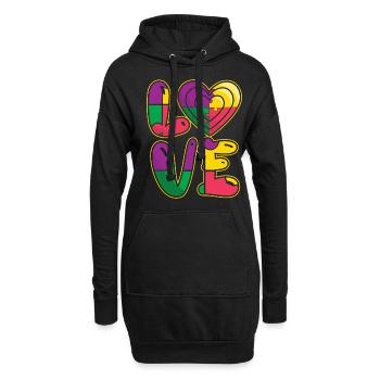 Unterstützung Liebe Puzzle Bunte Autismus Bewusstsein - Hoodie-Kleid - Schwarz - Vorne