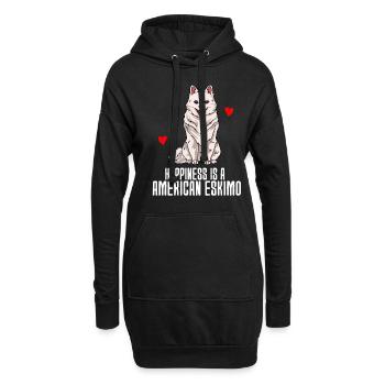 American Eskimo - Hoodie-Kleid - Schwarz - Vorne