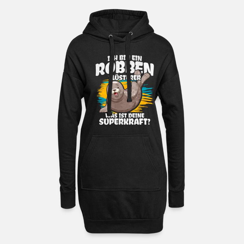 Ich Bin Ein Robben Flüsterer Was Ist Deine Superkr - Hoodie-Kleid - Schwarz