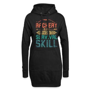 Le tir à l’arc est ma compétence de survie préférée - Sweat-shirt à capuche long Femme - noir - Devant