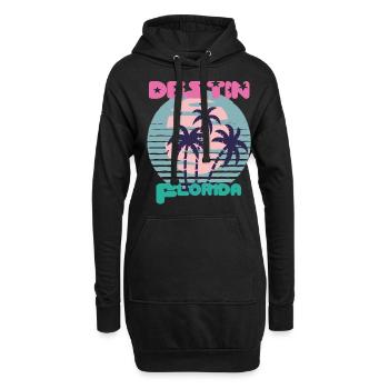 Destin Surfing Florida Urlaub Palme Strand Ozean - Hoodie-Kleid - Schwarz - Vorne