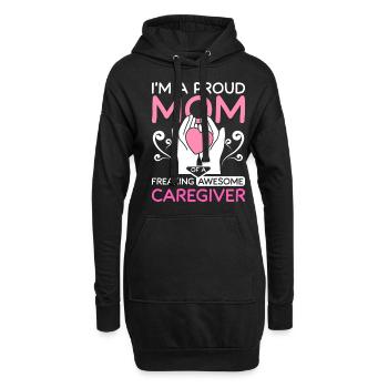 Mère d’un sacré grand soignant - Sweat-shirt à capuche long Femme - noir - Devant