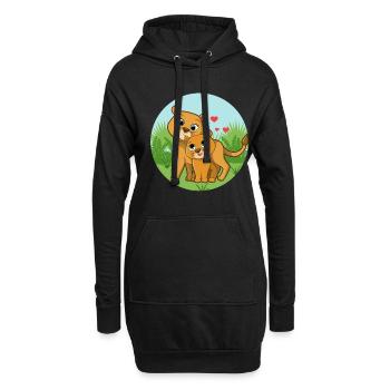 Lion Mama Bébé - Sweat-shirt à capuche long Femme - noir - Devant