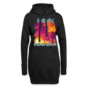 Vacances rétro Oahu Hawaï Palmiers Plage Océan - Sweat-shirt à capuche long Femme - noir - Devant