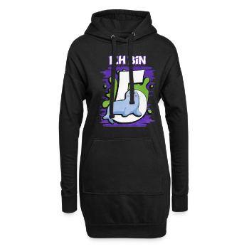 Ich Bin 5 Robbe - Hoodie-Kleid - Schwarz - Vorne
