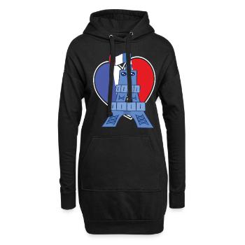 Frankreich Souvenir Kawaii Eiffelturms niedliche P - Hoodie-Kleid - Schwarz - Vorne