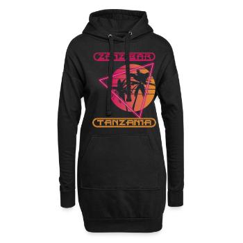 Zansibar Tansania Retro Palme Ozean Urlaub Surfen - Hoodie-Kleid - Schwarz - Vorne
