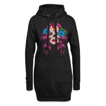 Fleur Dia De Los Muertos Fête des mères 2023 - Sweat-shirt à capuche long Femme - noir - Devant