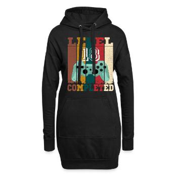 Level 18 abgeschlossen, Geburtstagsgeschenk 18 Jahre Gamer - Hoodie-Kleid - Schwarz - Vorne
