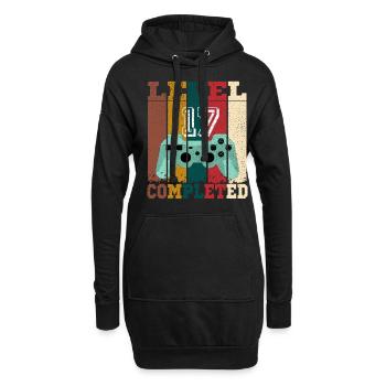 Level 17 abgeschlossen, Geburtstagsgeschenk 17 Jahre Gamer - Hoodie-Kleid - Schwarz - Vorne