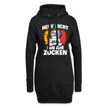 Nerv Nicht Bin Am Zocken Katze - Hoodie-Kleid - Schwarz - Vorne